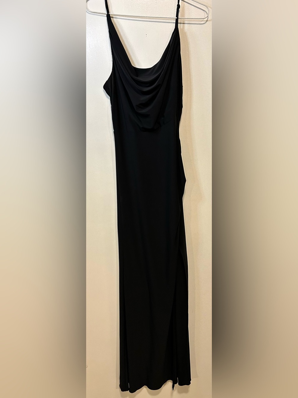 Black Cowl-Neck Maxi Slip Dress